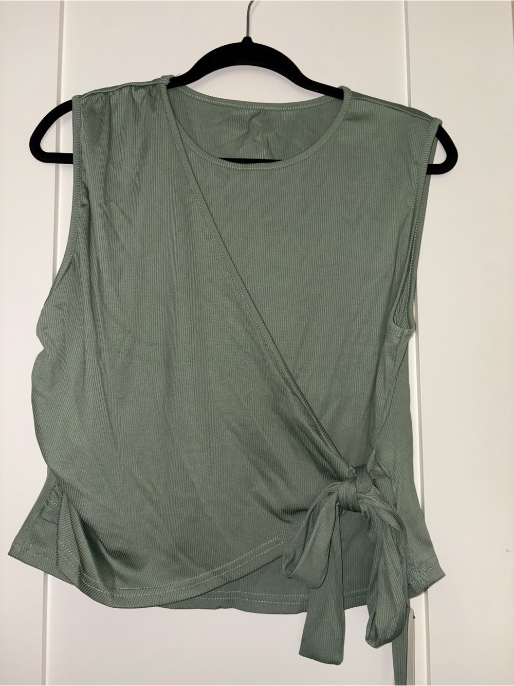 Tie-Detail Sleeveless Tank Top in Sage Green